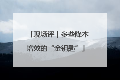 现场评｜多些降本增效的“金钥匙”