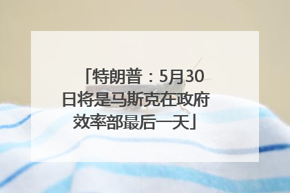 特朗普：5月30日将是马斯克在政府效率部最后一天