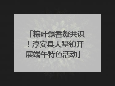 粽叶飘香凝共识！淳安县大墅镇开展端午特色活动