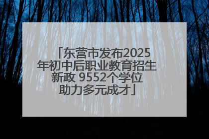 东营市发布2025年初中后职业教育招生新政 9552个学位助力多元成才