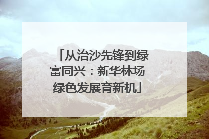从治沙先锋到绿富同兴：新华林场绿色发展育新机