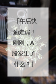 午后快速走弱！刚刚，A股发生了什么？