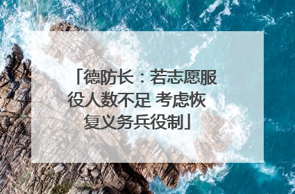 德防长：若志愿服役人数不足 考虑恢复义务兵役制