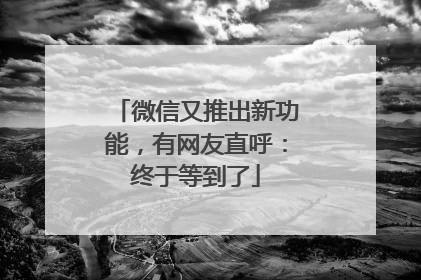 微信又推出新功能，有网友直呼：终于等到了