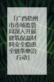 广西梧州市市场监管局深入开展建筑保温材料安全隐患全链条整治行动
