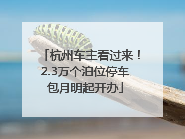 杭州车主看过来！2.3万个泊位停车包月明起开办