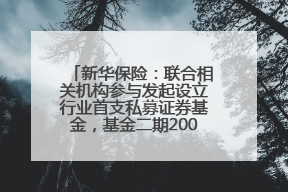 新华保险：联合相关机构参与发起设立行业首支私募证券基金，基金二期200亿元已募集完毕