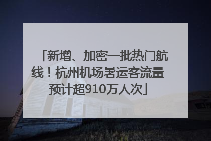 新增、加密一批热门航线！杭州机场暑运客流量预计超910万人次