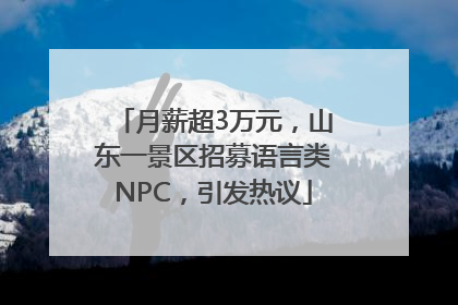 月薪超3万元，山东一景区招募语言类NPC，引发热议