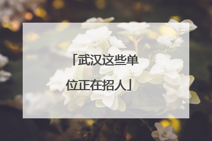 武汉这些单位正在招人