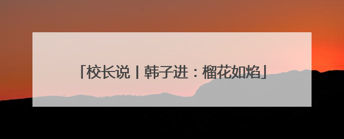 校长说丨韩子进：榴花如焰
