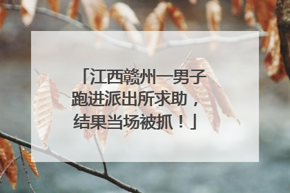 江西赣州一男子跑进派出所求助，结果当场被抓！