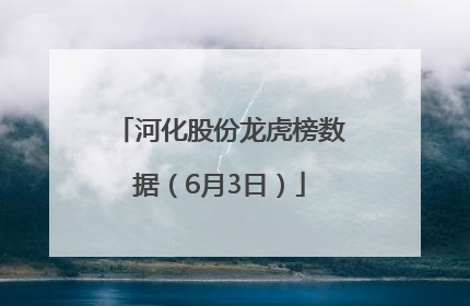 河化股份龙虎榜数据（6月3日）