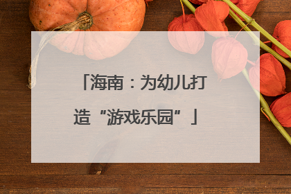 海南：为幼儿打造“游戏乐园”