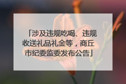 涉及违规吃喝、违规收送礼品礼金等，商丘市纪委监委发布公告