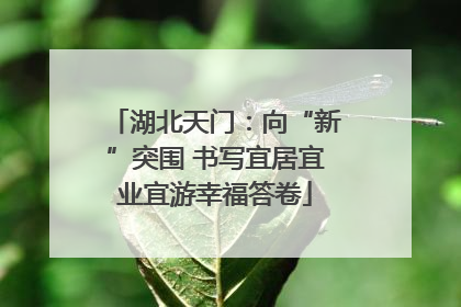 湖北天门：向“新”突围 书写宜居宜业宜游幸福答卷