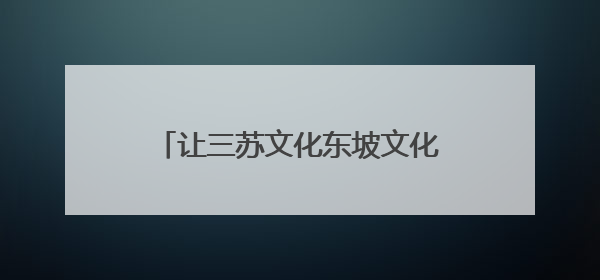 让三苏文化东坡文化焕发新的时代华彩