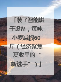 装了智能烘干设备，每吨小麦减损60斤（经济聚焦·夏收里的“新选手”）