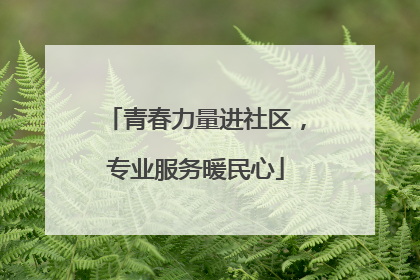 青春力量进社区，专业服务暖民心
