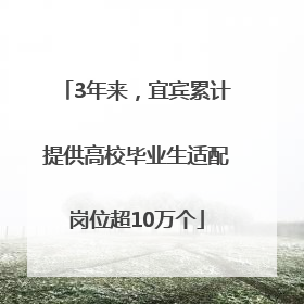3年来，宜宾累计提供高校毕业生适配岗位超10万个