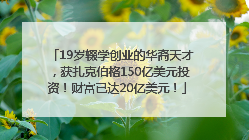 19岁辍学创业的华裔天才，获扎克伯格150亿美元投资！财富已达20亿美元！